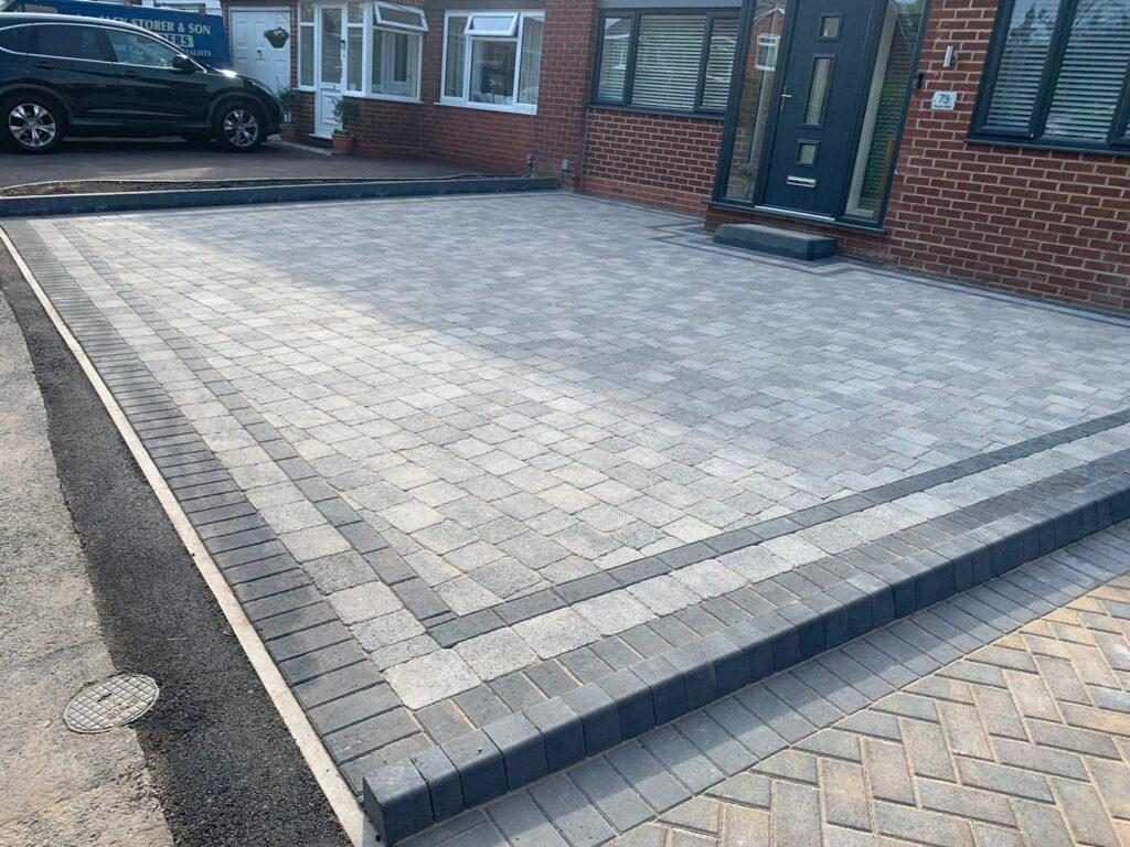 Block paving driveway installation